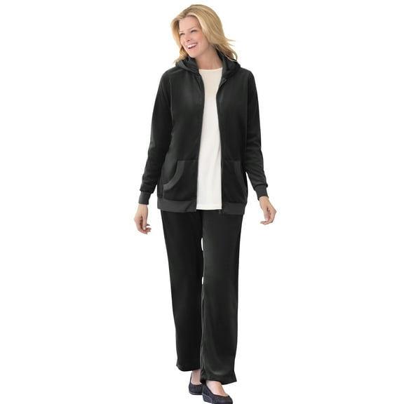 Woman Within Plus Size 2-Piece Velour Hoodie Set
