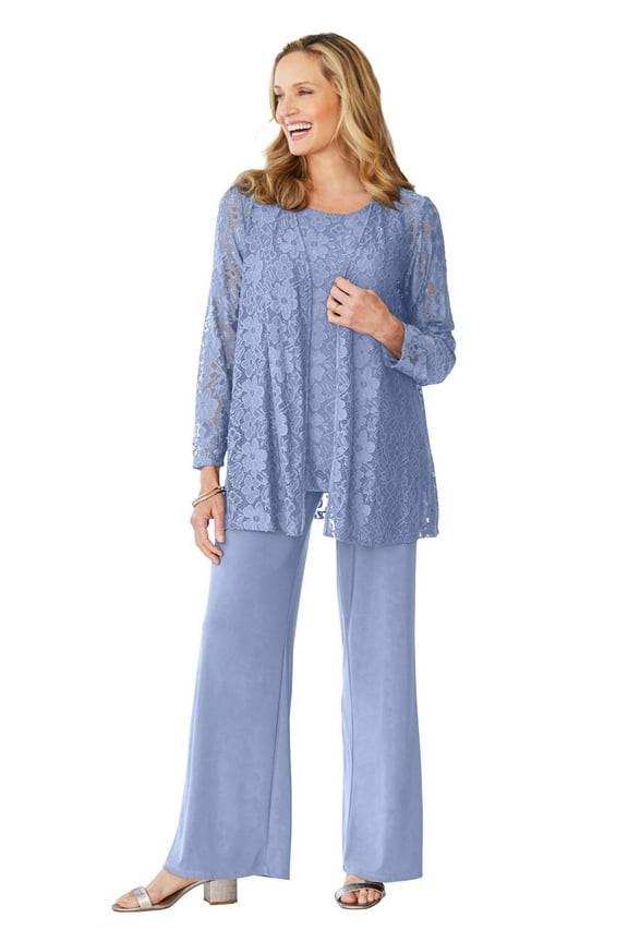 Plus Size 3-Piece Lace Jacket/Tank/Pant Set