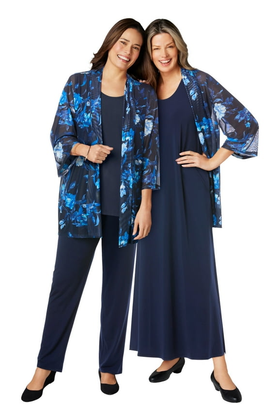 Plus Size 4-Piece Jacket/Tank/Dress/Pant Set