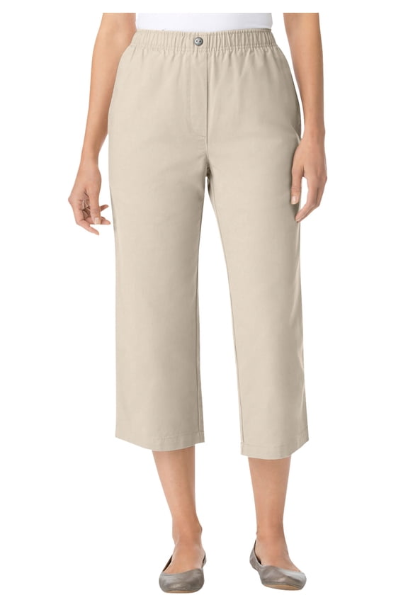 Plus Size 7-Day Elastic-Waist Pull-On Cotton Denim Capri Jeans