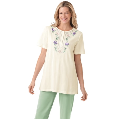 Woman Within Plus Size 7-Day Embroidered Pointelle Tunic