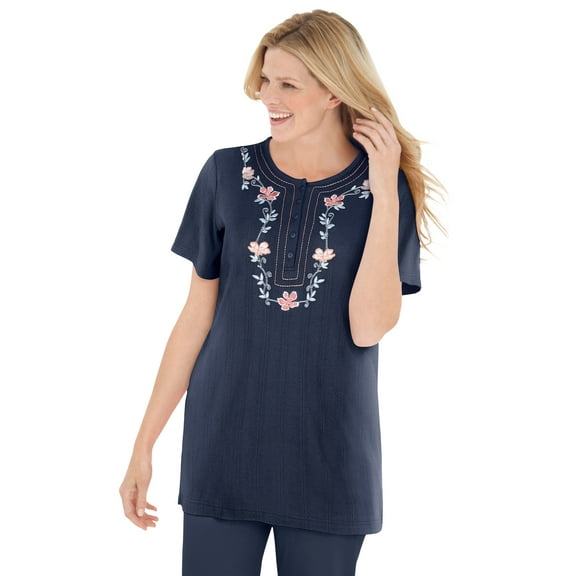Woman Within Plus Size 7-Day Embroidered Pointelle Tunic