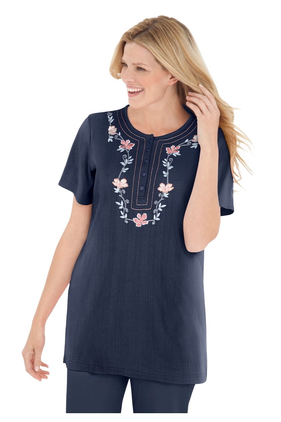 Plus Size 7-Day Embroidered Pointelle Tunic