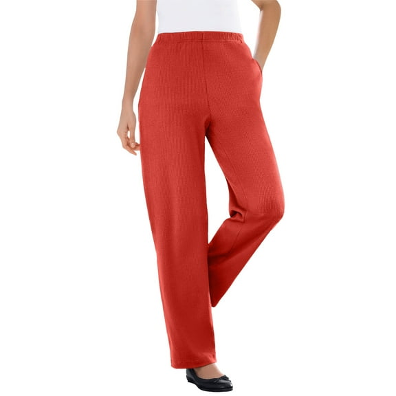 Woman Within Plus Size 7-Day Knit Ribbed Straight-Leg Pull-On Pants