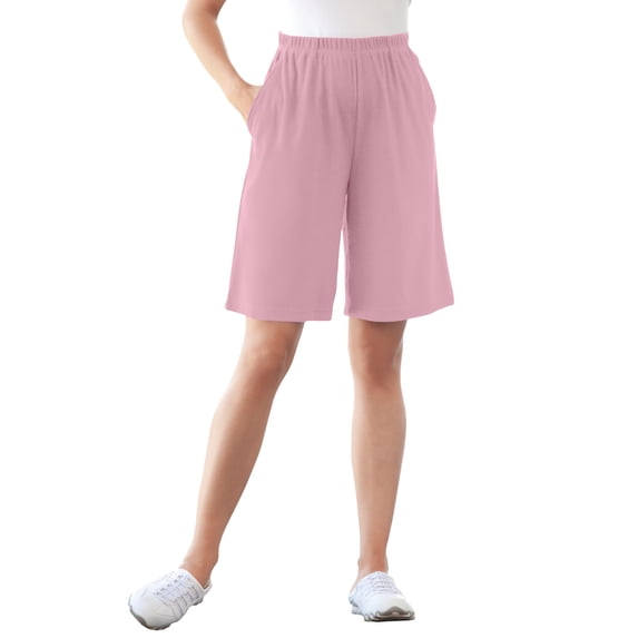Woman Within Plus Size 7-Day Straight-Leg Elastic-Waist Stretchy Knit Short