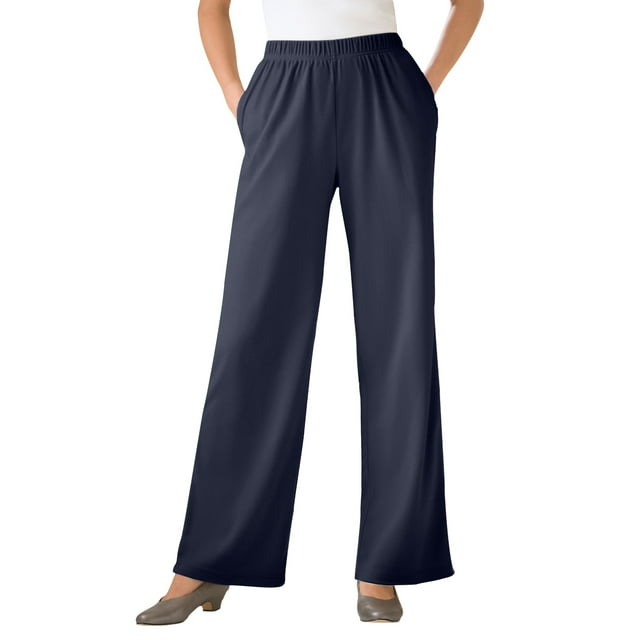 Woman Within Women's Plus Size 7-Day Knit Wide Leg Pant Pant - Walmart.com
