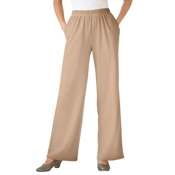 Woman Within Plus Size 7-Day Knit Wide-Leg Pull-On Pants