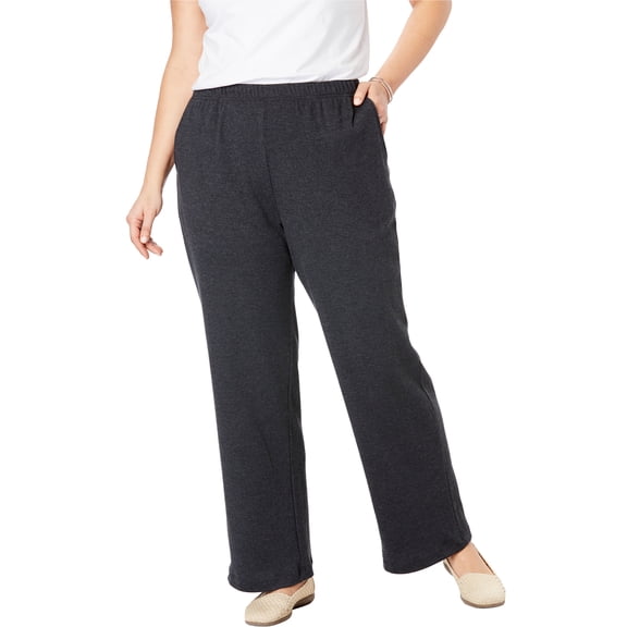 Woman Within Plus Size 7-Day Wide-Leg Elastic-Waist Stretchy Knit Pant