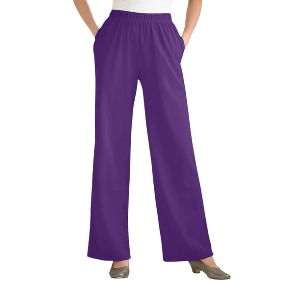 Woman Within Plus Size Petite 7-Day Knit Wide-Leg Pant