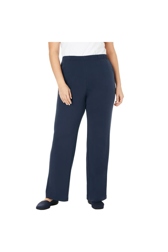 Plus Size Tall 7-Day Knit Wide-Leg Pull-On Pants