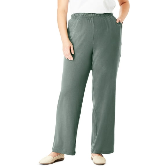 Woman Within Plus Size Tall 7-Day Knit Wide-Leg Pull-On Pants