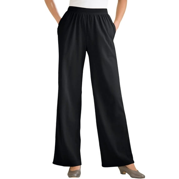 Woman Within Plus Size 7-Day Wide-Leg Elastic-Waist Stretchy Knit Pant