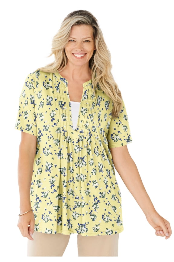 Plus Size 7-Day Layer-Look Elbow-Sleeve Tee