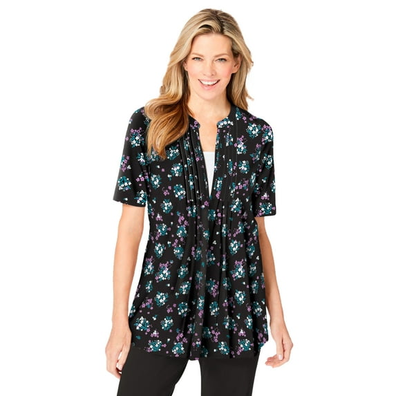 Woman Within Plus Size 7-Day Layer-Look Elbow-Sleeve Tee