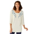 thumbnail image 1 of Woman Within Women's Plus Size 7-Day Layered-Look Embroidered Henley Tunic, 1 of 6
