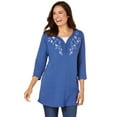 thumbnail image 1 of Woman Within Plus Size 7-Day Layered-Look Embroidered Henley Tunic, 1 of 6