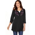 thumbnail image 1 of Woman Within Plus Size 7-Day Layered-Look Embroidered Henley Tunic, 1 of 6