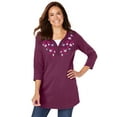 thumbnail image 1 of Woman Within Plus Size 7-Day Layered-Look Embroidered Henley Tunic, 1 of 6