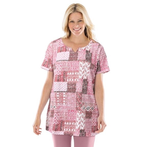 Woman Within Plus Size 7-Day Notch-Neck Tunic