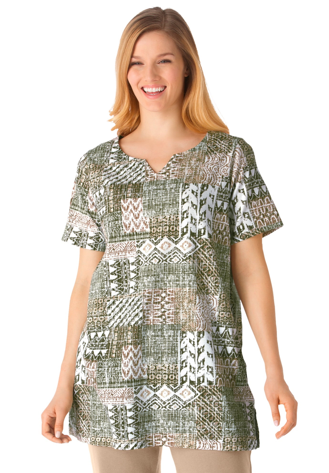 Plus Size 7-Day Notch-Neck Tunic