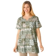 Woman Within Plus Size 7-Day Notch-Neck Tunic