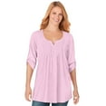 thumbnail image 1 of Woman Within Plus Size 7-Day Three-Quarter Sleeve Pintucked Henley Tunic, 1 of 5