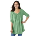 thumbnail image 1 of Woman Within Plus Size 7-Day Three-Quarter Sleeve Pintucked Henley Tunic, 1 of 5