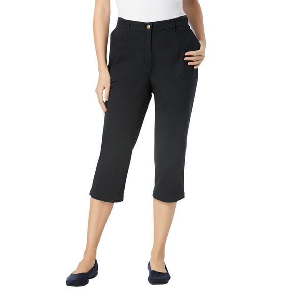 Woman Within Plus Size Adjustable Waist Chino Capri