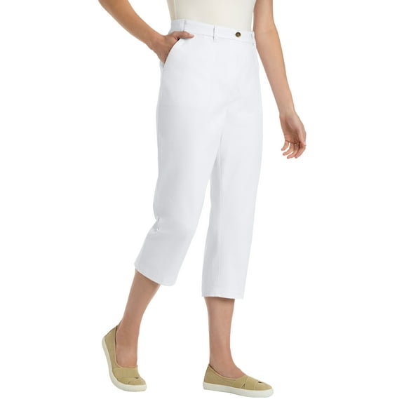 Woman Within Plus Size Adjustable Waist Chino Capri