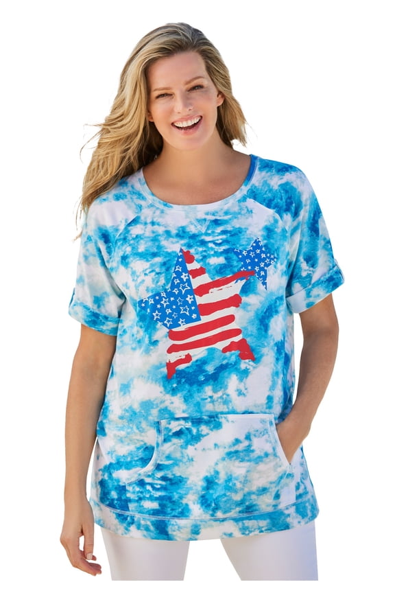 Plus Size Americana Kangaroo Pocket Tee