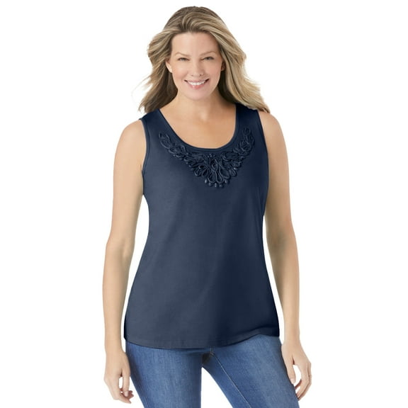 Woman Within Plus Size Beaded Tank Top