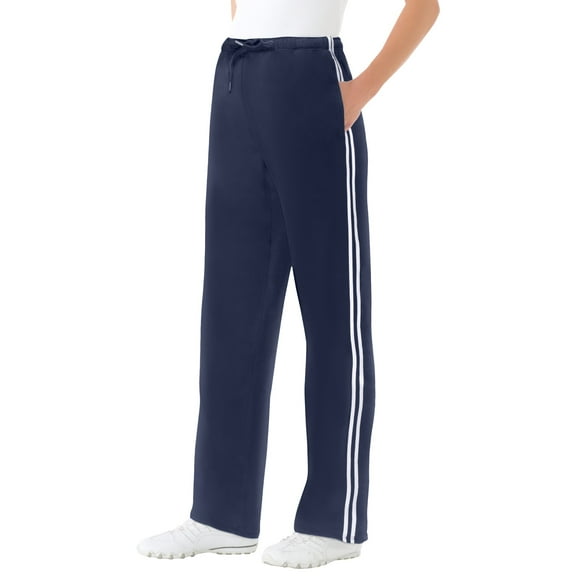 Woman Within Plus Size Better-Fleece Side-Stripe Pull-On Sweatpants