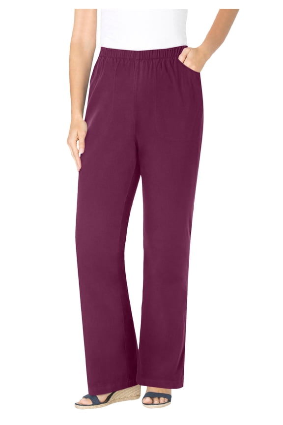 Plus Size Fineline Stretch Denim Pull-On Bootcut Jeans