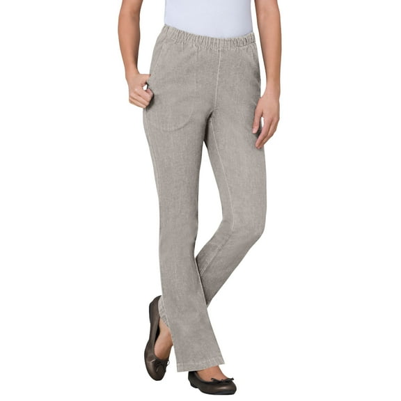 Woman Within Plus Size Fineline Stretch Denim Pull-On Bootcut Jeans