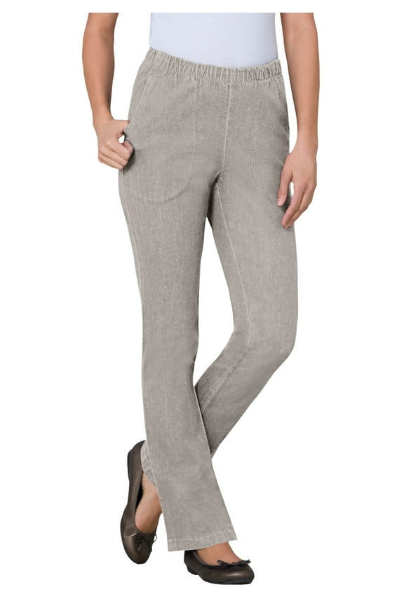 Plus Size Fineline Stretch Denim Pull-On Bootcut Jeans