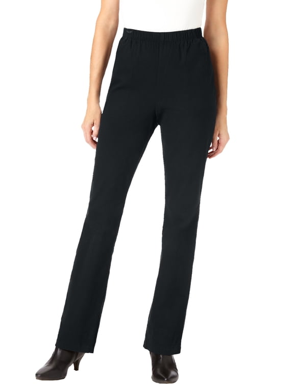 Plus Size Fineline Stretch Denim Pull-On Bootcut Jeans