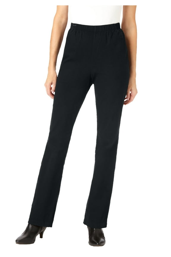 Plus Size Fineline Stretch Denim Pull-On Bootcut Jeans