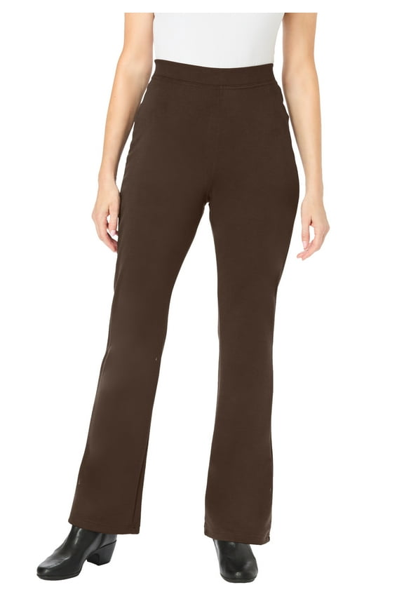 Plus Size Stretch Ponte Knit Pull-On Bootcut Pants