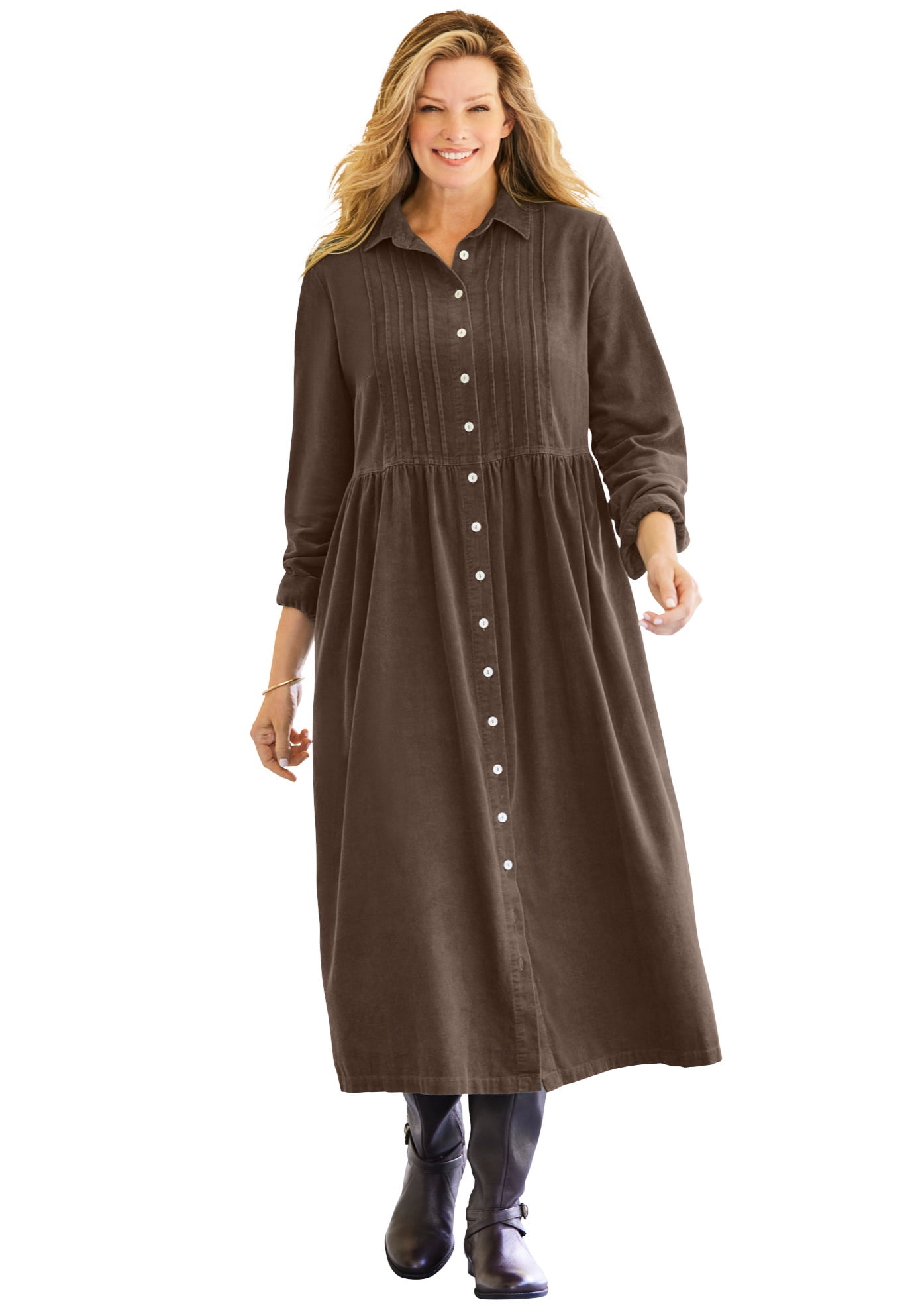 Woman Within Women s Plus Size Button Front Corduroy Dress