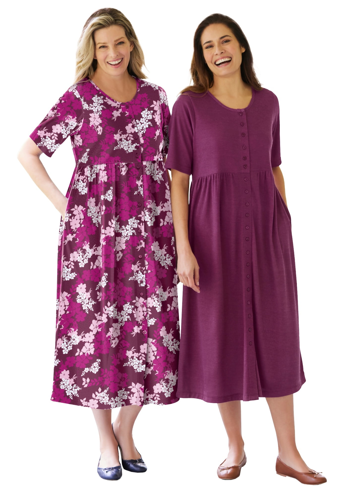 Woman Within Women's Plus Size ButtonFront Essential Dress