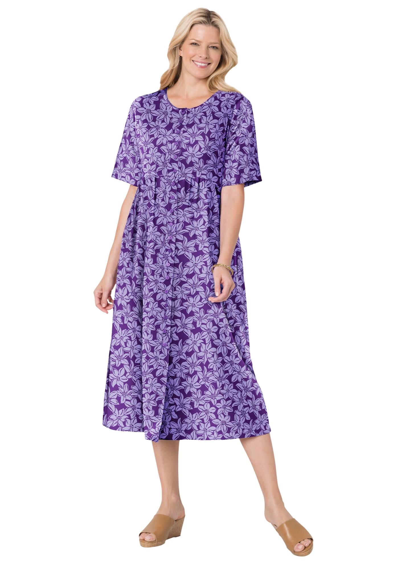 Woman Within Women's Plus Size ButtonFront Essential Dress Dress