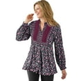 thumbnail image 1 of Woman Within Plus Size Button-Front Mixed Print Tunic, 1 of 6