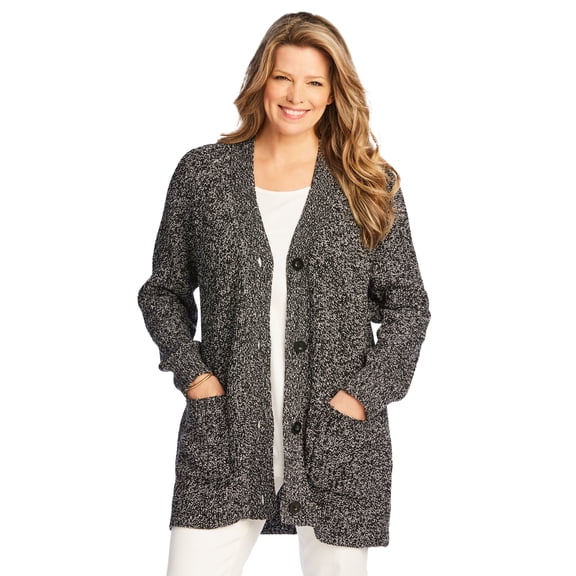 Woman Within Plus Size Petite Shaker Button-Front Cardigan Sweater