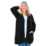 Woman Within Plus Size Petite Shaker Button-Front Cardigan Sweater