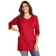 thumbnail image 1 of Woman Within Plus Size Cable Knit V-Neck Pullover Sweater, 1 of 5