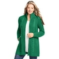 thumbnail image 1 of Woman Within Plus Size Cabled Zip-Front Cardigan Sweater, 1 of 3