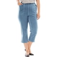 thumbnail image 1 of Woman Within Plus Size Capri Elastic Waist Stretch Fineline Denim Jean (Petite Available), 1 of 6