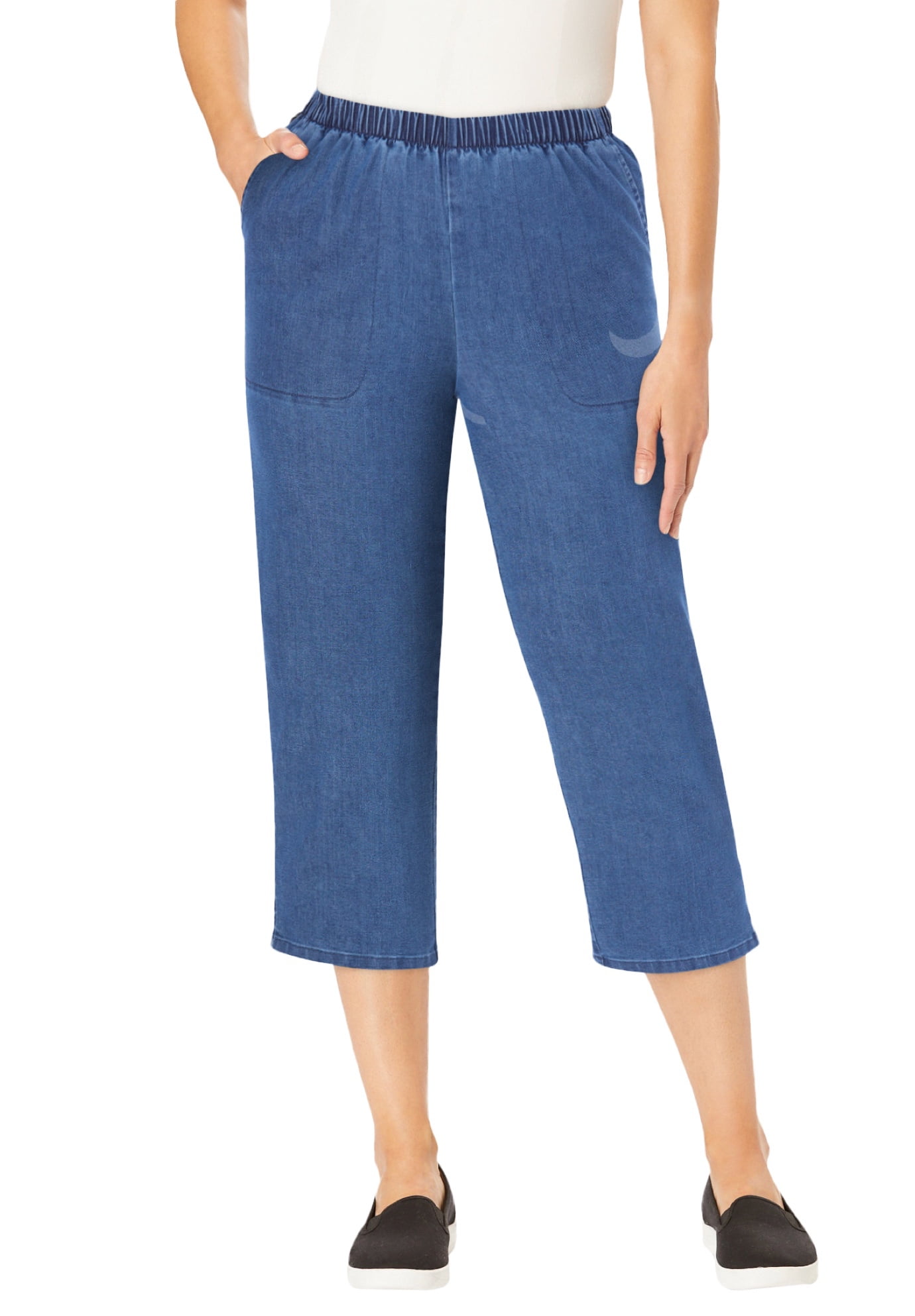 Woman Within Women's Plus Size Capri Fineline Denim Jean - Walmart.com