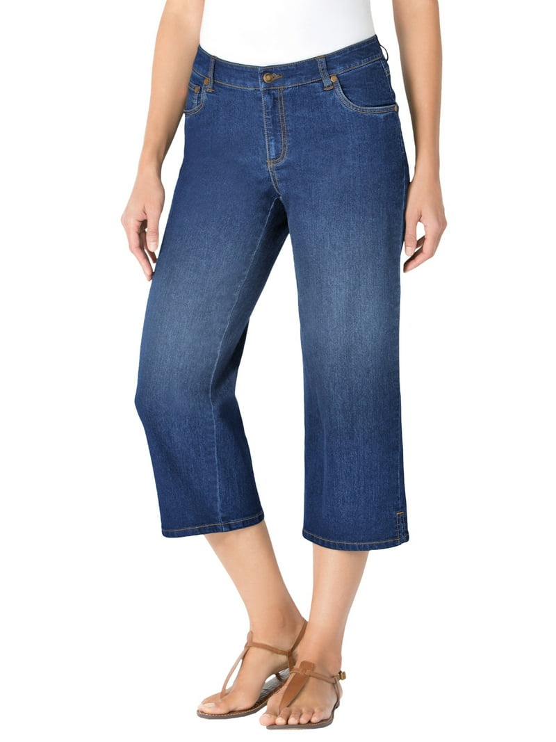 Woman Within Plus Size Stretch Denim Five-Pocket Capri Jeans