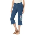 thumbnail image 1 of Woman Within Plus Size Stretch Denim Five-Pocket Capri Jeans, 1 of 6